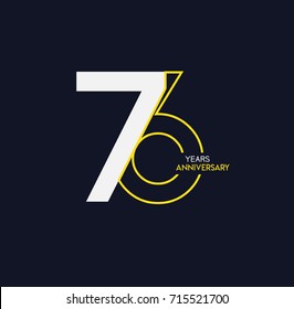 76 years anniversary celebration linked number logo, isolated on dark background