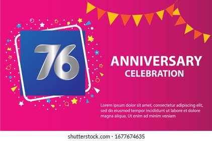 76 years anniversary celebration logo vector template design