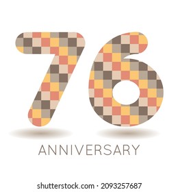 76 years anniversary celebration. Logo  on white background. Vector illustration for invitation card, celebration, greeting card, cover, label, flyer.