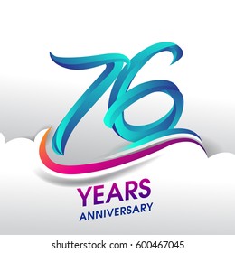 76 Years Anniversary celebration logo, birthday vector design