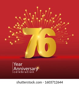 76 Years Anniversary Celebration Vector Template Design Illustration