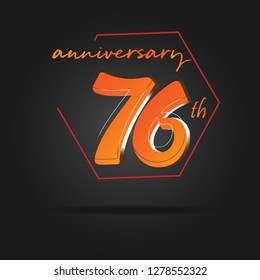 76 years anniversary design template Vector and illustration, orange in collaboration with red and black background, perfect for greeting cards