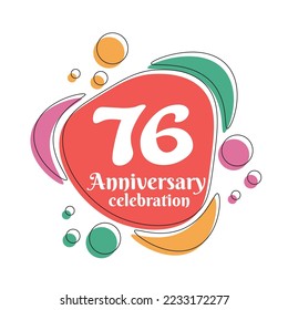 76 years anniversary design template. Abstract vector template illustration.