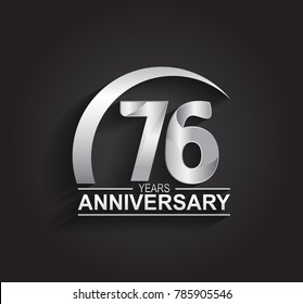 76 years anniversary logotype design with silver color isolated on black background for company celebration
