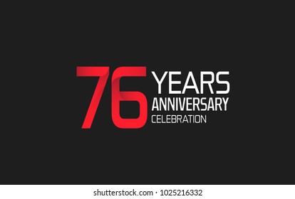 76 years anniversary logotype simple design with red and white color isolated on black background