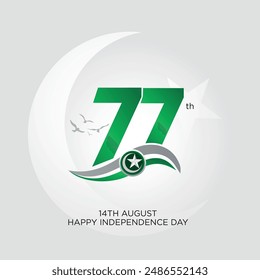 76 years Anniversary of Pakistan Independence day, Premium vector design in Gold