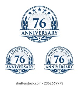 76 years anniversary set. 76th celebration logo collection. Vector and illustration. 