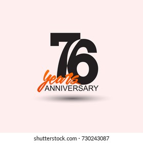 76 years anniversary simple design with negative style and yellow color isolated in white background