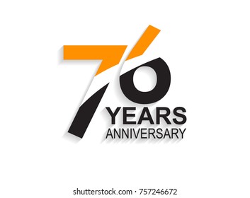 76 years anniversary simple design with white slash in orange and black number for celebration event