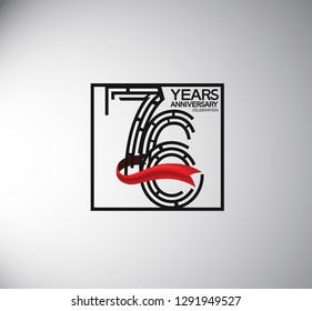 76 years anniversary template flat style with square and red ribbon