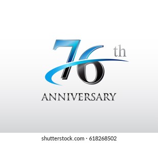 76 Jahre Jubiläum Template-Logo mit Swoosh