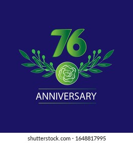 76 años de aniversario. Tarjeta de saludo decorativa floral para celebración