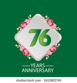 76 Jahre Jubiläum. Vektorillustration Design Grußkarte mit dekorativem Blumen für Feiern