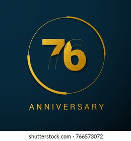 76 Years Anniversary Vector Logo Design Isolated on Dark Background
