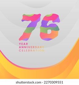 76 Years Annyversary Celebration. Abstract numbers with colorful templates. eps 10.