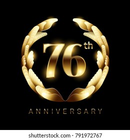 76 Years Golden Anniversary Logo Celebration. Classic Logo Vector Design For Greeting Card And Invitation Card.