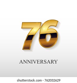 76 Years Golden Anniversary Vector Logo Design Isolated on White Background