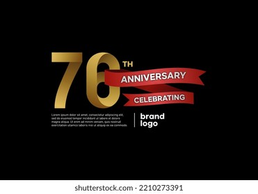 76 years happy anniversary logo with gold and red color on black background