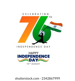 76 years Happy independence day India Vector Template Design Illustration design.