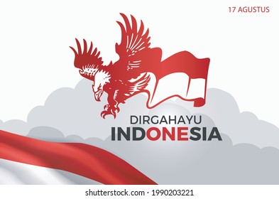 76 Years Of Independence Day Republic Of Indonesia. Dirgahayu Kemerdekaan. (English translation: Indonesian independence). Illustration Logo, Banner, Poster Design