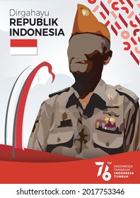 76 Years Of Independence Day Republic Of Indonesia. Dirgahayu indonesia . Indonesia tangguh, Tumbuh (English translation: Indonesian independence. Indonesia is tough, growing). Poster Design