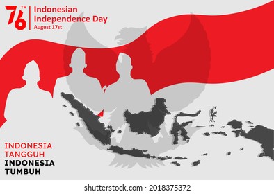 76 Years Of Independence Day Republic Of Indonesia. Illustration Logo, Banner, Poster and Background Design.