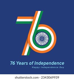 76 years of independence,15th August logo, post, template, Independence Day