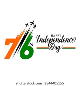 76 years of indian independence day greeting logo design vector.