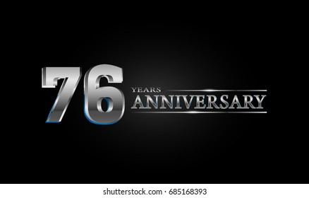 76 Years silver anniversary celebration logo, anniversary for celebration, birthday, wedding and party