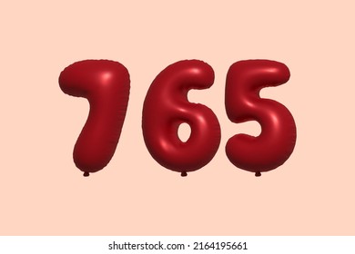 765 3D-Ballon aus realistischem metallischem Luftballon 3D Rendering. 3D Rote Helium Ballons zum Verkauf Dekoration Party Geburtstag, Feiertag Jubiläum, Hochzeitsfeiertag. Vektorgrafik
