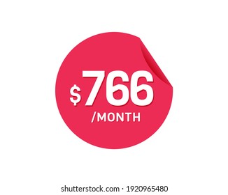 $766 Mes de Dólar. 766 USD Pegatina mensual