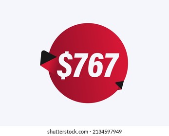 $767 USD sticker vector illustration