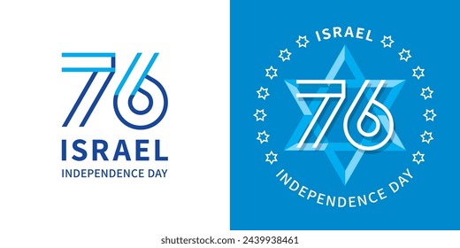 76. Unabhängigkeitstag Israels Logo. Nummer 76 Vektorsymbol