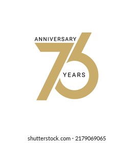 76th, 76 Year Anniversary Logo, Golden Color, Vector Template Design element for birthday, invitation, wedding, jubilee and greeting card illustration.