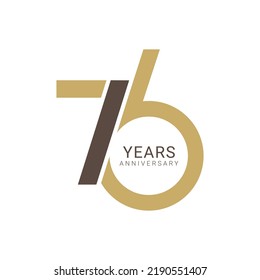 76th, 76 Years Anniversary Logo, Golden Color, Vector Template Design element for birthday, invitation, wedding, jubilee and greeting card illustration.