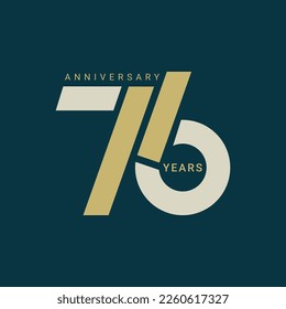 76th, 76 Years Anniversary Logo, Golden Color, Vector Template Design element for birthday, invitation, wedding, jubilee and greeting card illustration.