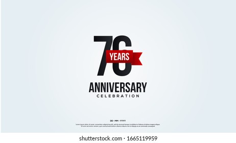 76th anniversary background with illustrations of numbers in a circle with writing on the ribbon.