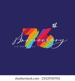 76th Anniversary Celebration Logo Design, Number 76 Vector Template.