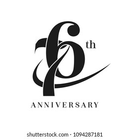 76th Anniversary Celebration simple monogram Design. pictogram vector icon, simple years birthday logo label, black and white stamp isolated