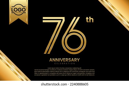 76th Anniversary Celebration. Anniversary Template Design With Golden Number and Font, Vector Template Illustration