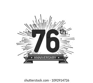76th anniversary design with firework and ribbon black color for use company celebration 