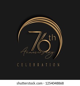 76th anniversary, design templates vector and illustrations with golden color and dark background