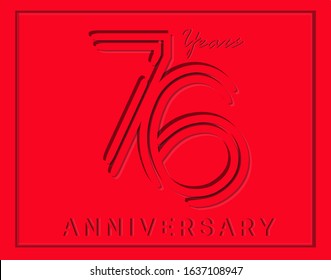 76th Anniversary with elegant red stripe motif, anniversary template design for web ,Creative poster, booklet, leaflet, flyer, magazine, invitation card