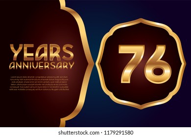 76th Anniversary gold numbers. background for anniversary
