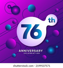 76th Anniversary logo with colorful abstract background, template design for invitation card and poster your birthday celebration. Vector eps 10