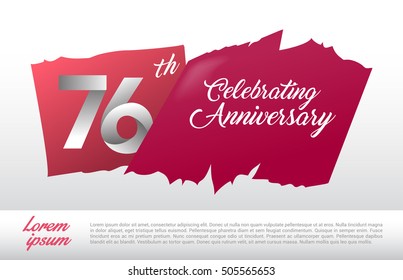 76th anniversary logo with red abstract backgrond. design template