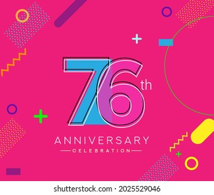 76th anniversary logo, vector design birthday celebration with colorful geometric background.