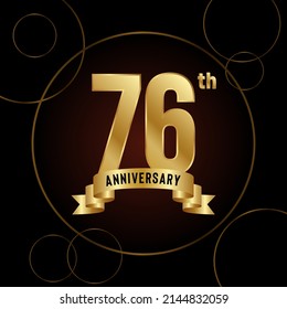 Logotipo del 76º Aniversario. Diseño de planilla de celebración del aniversario para folletos, folletos, revistas, afiches de folletos, banner, web, invitación o tarjeta de saludo. Ilustraciones vectoriales.