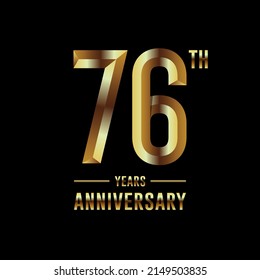 76th Anniversary logotype. Anniversary celebration template design with golden ring for booklet, leaflet, magazine, brochure poster, banner, web, invitation or greeting card. Vector illustrations.