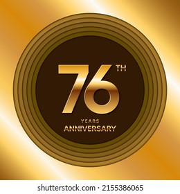 Logotipo del 76º Aniversario. Diseño de planilla de celebración del aniversario para folletos, folletos, revistas, afiches de folletos, banner, web, invitación o tarjeta de saludo. Ilustraciones vectoriales.